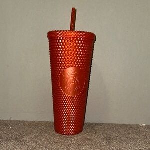 Starbucks Vibrant Red Textured Tumbler with Straw